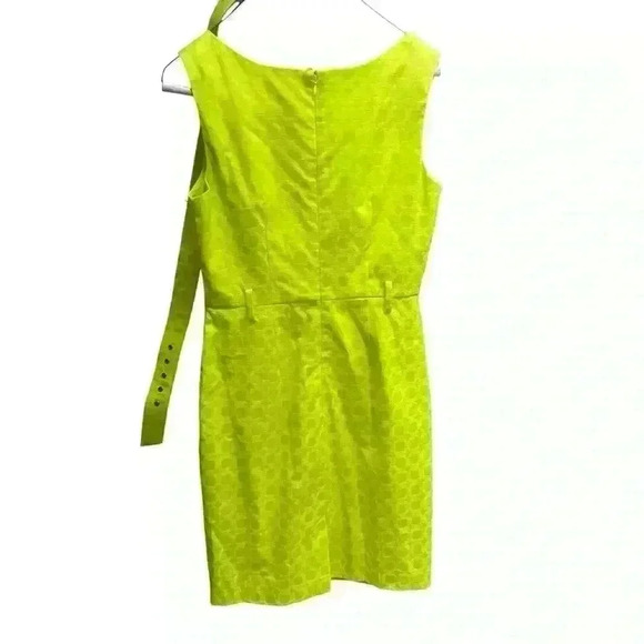 Banana Republic Canary Yellow Sleeveless Textured Lined Belt Sheath Dress Size 0 - Picture 3 of 8
